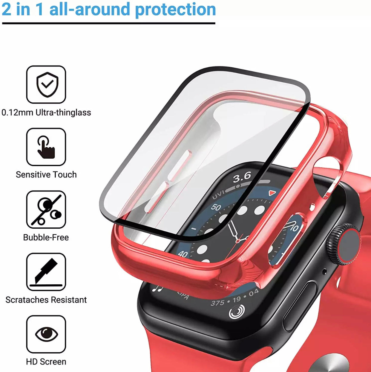 Premium Multi-Colour 2 in 1 Tempered Glass Shockproof Apple Watch Case- for selected New Apple Watch Series 7 45mm - Super Savings Technologies Co.,LTD Premium Multi-Colour 2 in 1 Tempered Glass Shockproof Apple Watch Case- for selected New Apple Watch Series 7 45mm - Super Savings Technologies Co.,LTD